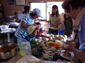 making lunch with the families