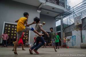 Games in the courtyard outside
