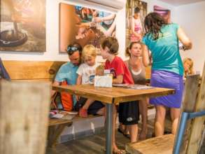 Friends and family gather at the coffee shop