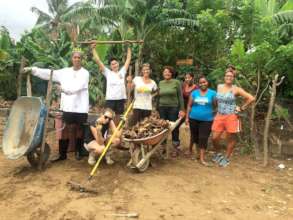 Staff and volunteers doing some garden clean-up.