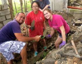 Volunteers and locals working together!