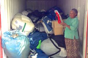 The container of racing sail material.