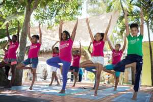 Daily yoga practice at the Center.