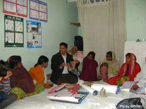 Team member explaining about menstrual hygiene!