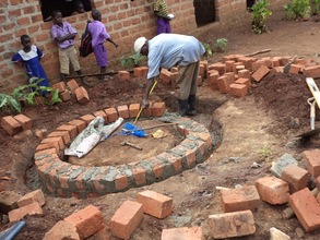 Constructing the base with bunt bricks