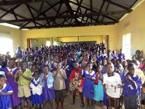 School children at the water tank acceptance