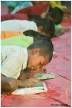 Children learning to write..