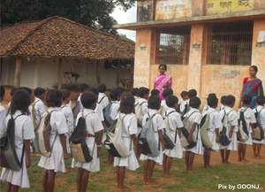 Children with School Kits