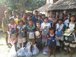 Parents are happy as their children receiving kits