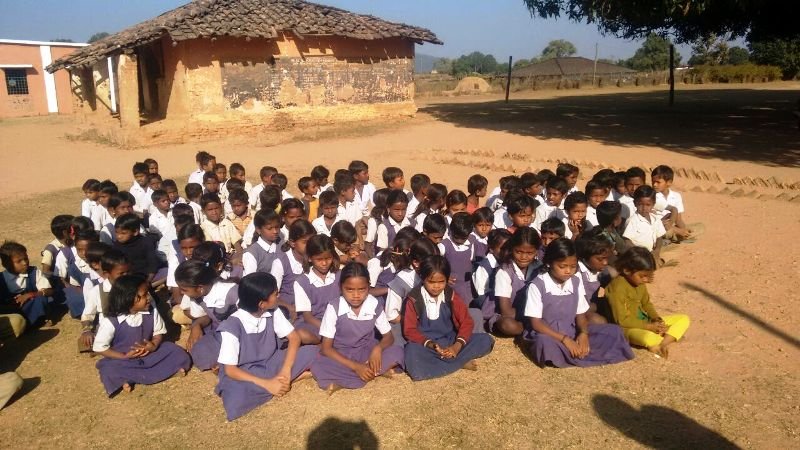 Children excited to get their school kits