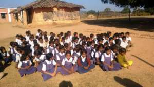 Children excited to get their school kits