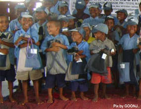 Children with the school kit!