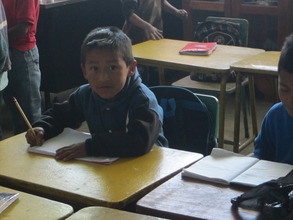 Kevin in his new 1st grade classroom