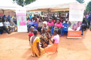 Children performing a skit about VAWG
