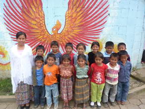Kindergarten class with their teacher in Guatemala