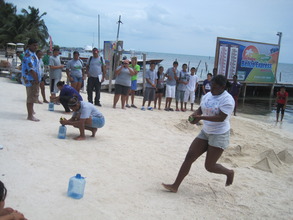 Sports Day - fill bottle with wet sponge water