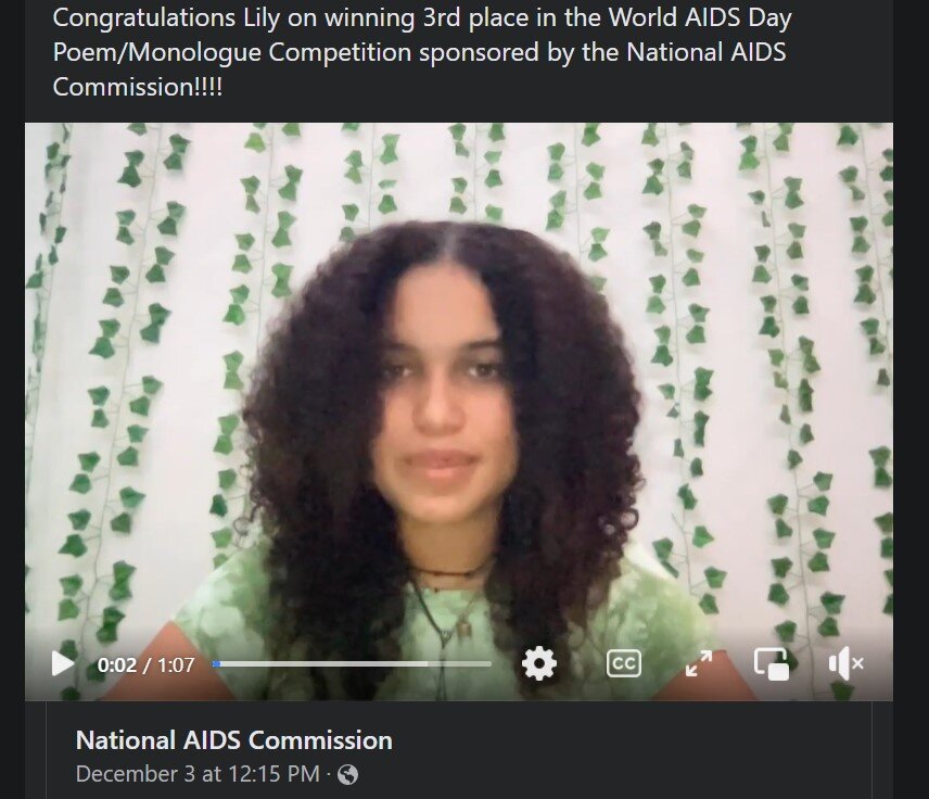 Lily earns 3rd place for her World AIDS Day Poem