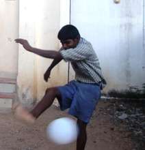Playing football