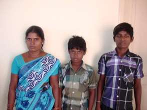 Sriram with his mother and brother