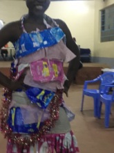 Hand made garment made from packaging