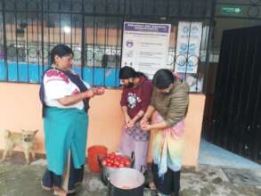 Mothers preparing food