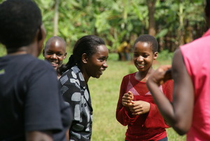 Sharing some laughs.