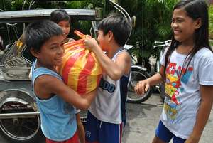 Affected children receive relief items