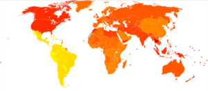 PTSD Worldwide (Dark Red Highest Incidence)