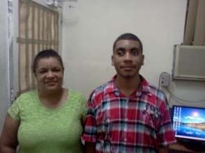 Dr. Brossard's patient, left, with his mother.