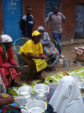 Demonstration on how to paint pots