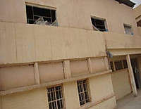 AB school, damaged window