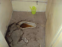 I school, damaged WC