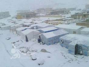 Snowing on the temporary school buildings