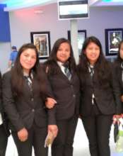 Aura(on the right) at her practice assignment.