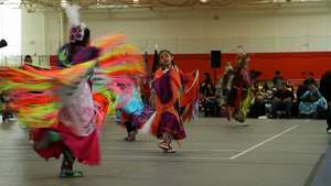 Girls dancing at an inter-tribal Pow Wow in Minn.