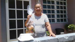 Participant with meal & vegetables