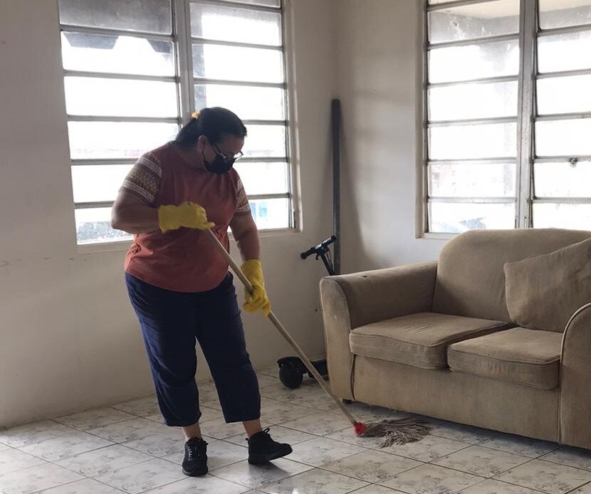 Housekeeper cleaning