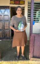 Emotional participant with gift