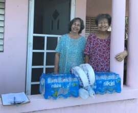 Participants with water & disposable items