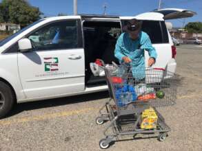 Participant with supermarket goods