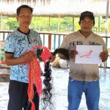 Group presenting their plan for weaving a cardinal