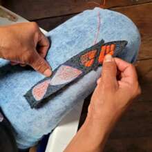 Chambira fiber strip with butterfly wing templates