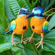 Blue crowned mot mot bird ornaments