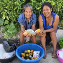 Artisan Celia selling umari fruit in Pebas market
