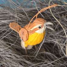 Carolina wren ornament in chambira "nest"