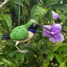 Black-chinned hummingbird ornament and flower
