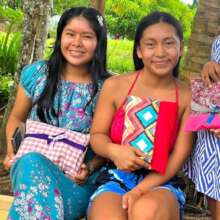 2 women from San Francisco with menstruation kits