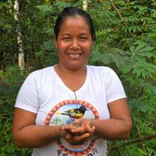 Milda with Baltimore oriole ornament