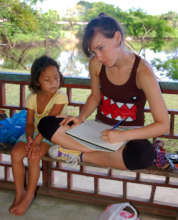 Amrit drawing with girl from Chino