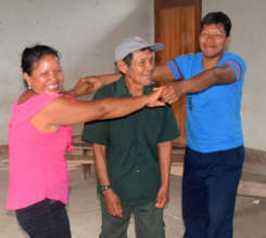 Berta and others play "Armadillos & Holes" at AVP